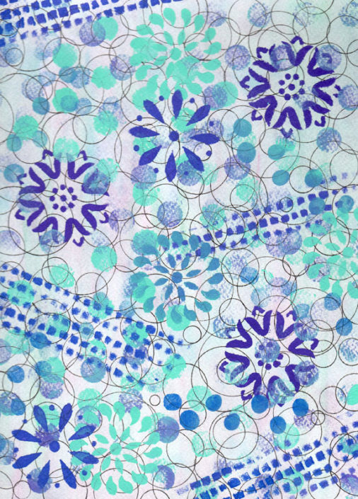 Stencil And Stamps Over Circles